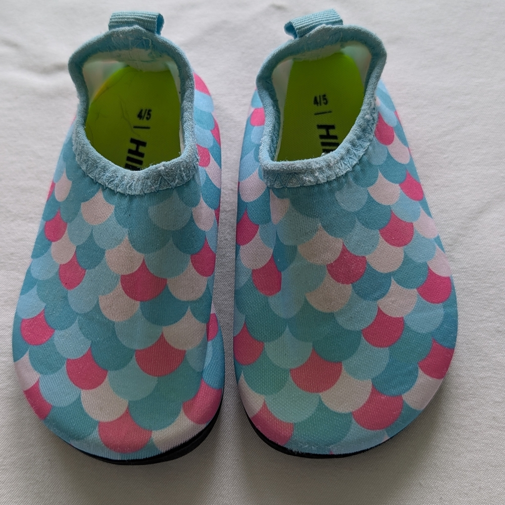 Whimsical Blue and Pink Water Shoes with Mermaid Scales